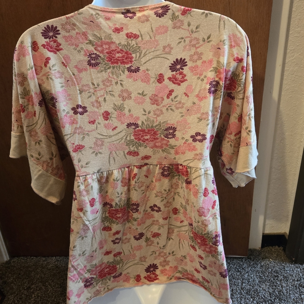Twenty One Cotton kimono floral top GORGEOUS! SzM - Picture 5 of 6